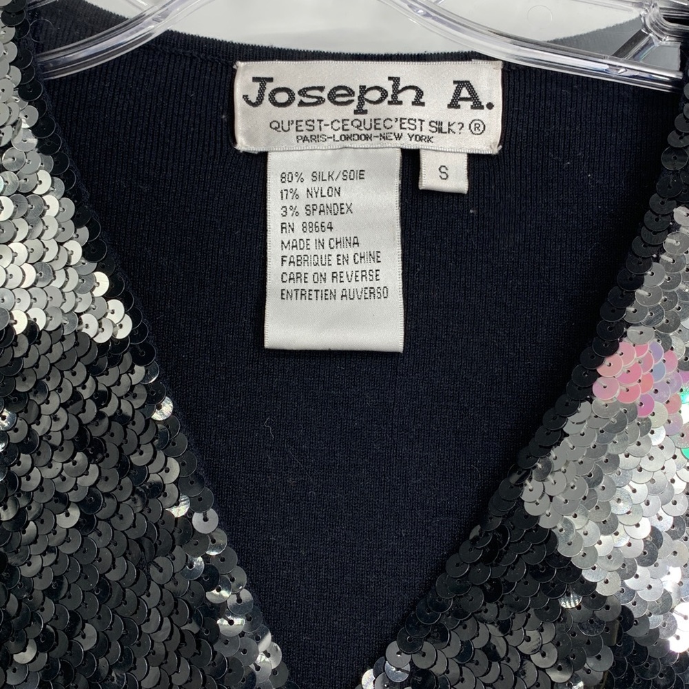 Sz S Joseph A. Sequin women’s NYE Blouse - Black, Silver, Pink •FABULOUS!• vtg! - Picture 4 of 17